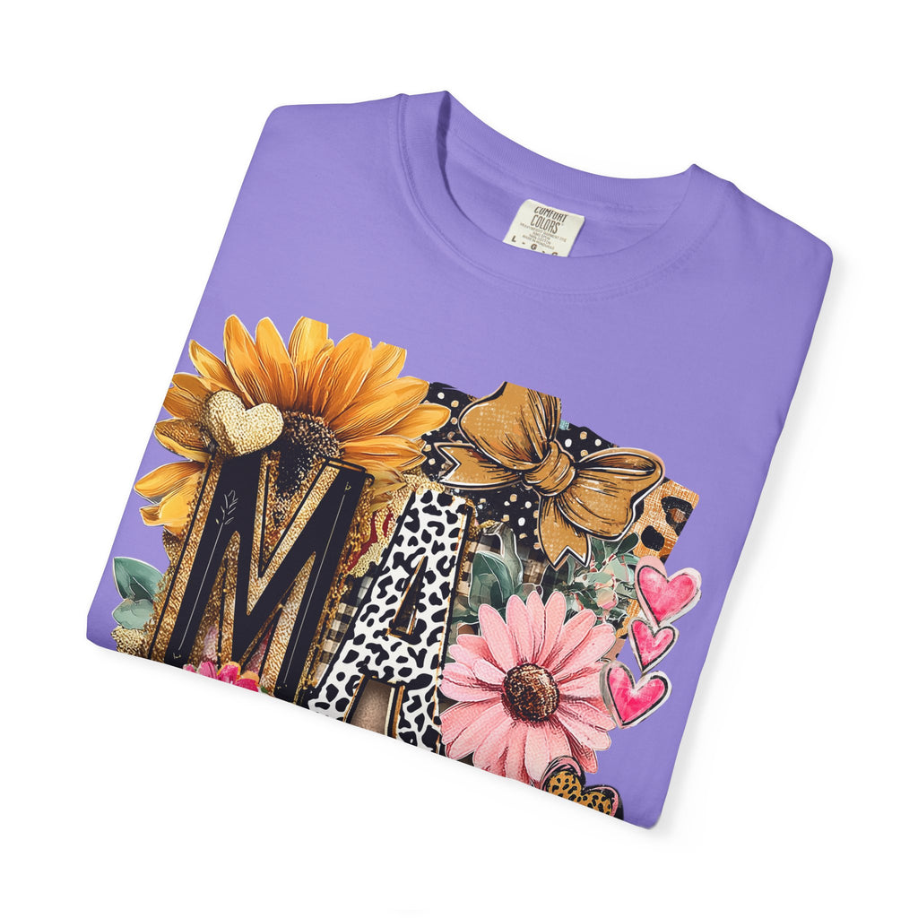 Mama Floral Tee — 'MAMA' Leopard, Sunflower & Butterfly Mom Shirt