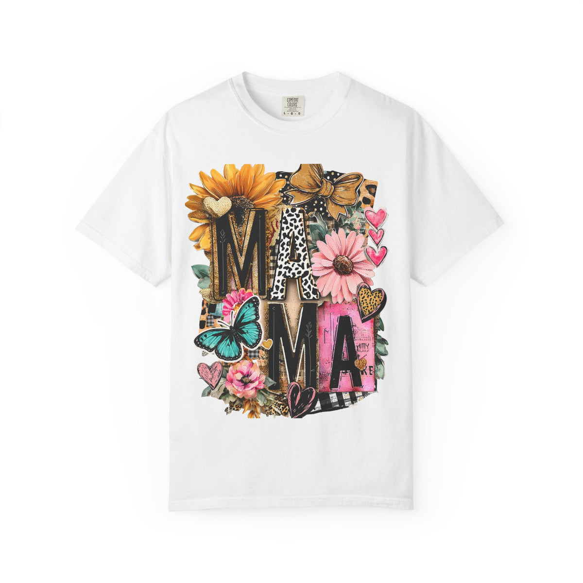 Mama Floral Tee — 'MAMA' Leopard, Sunflower & Butterfly Mom Shirt