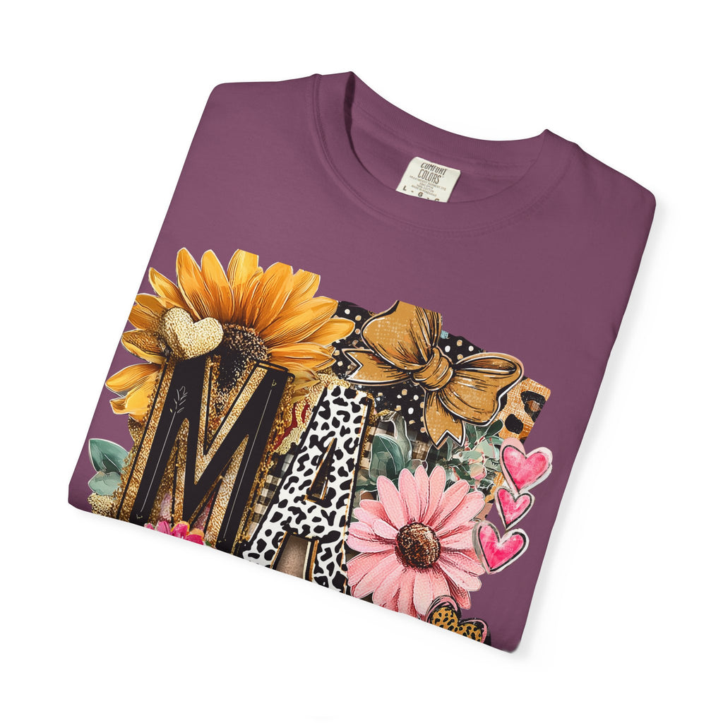 Mama Floral Tee — 'MAMA' Leopard, Sunflower & Butterfly Mom Shirt