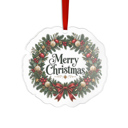 Merry Christmas Holiday Wreath Acrylic Ornament