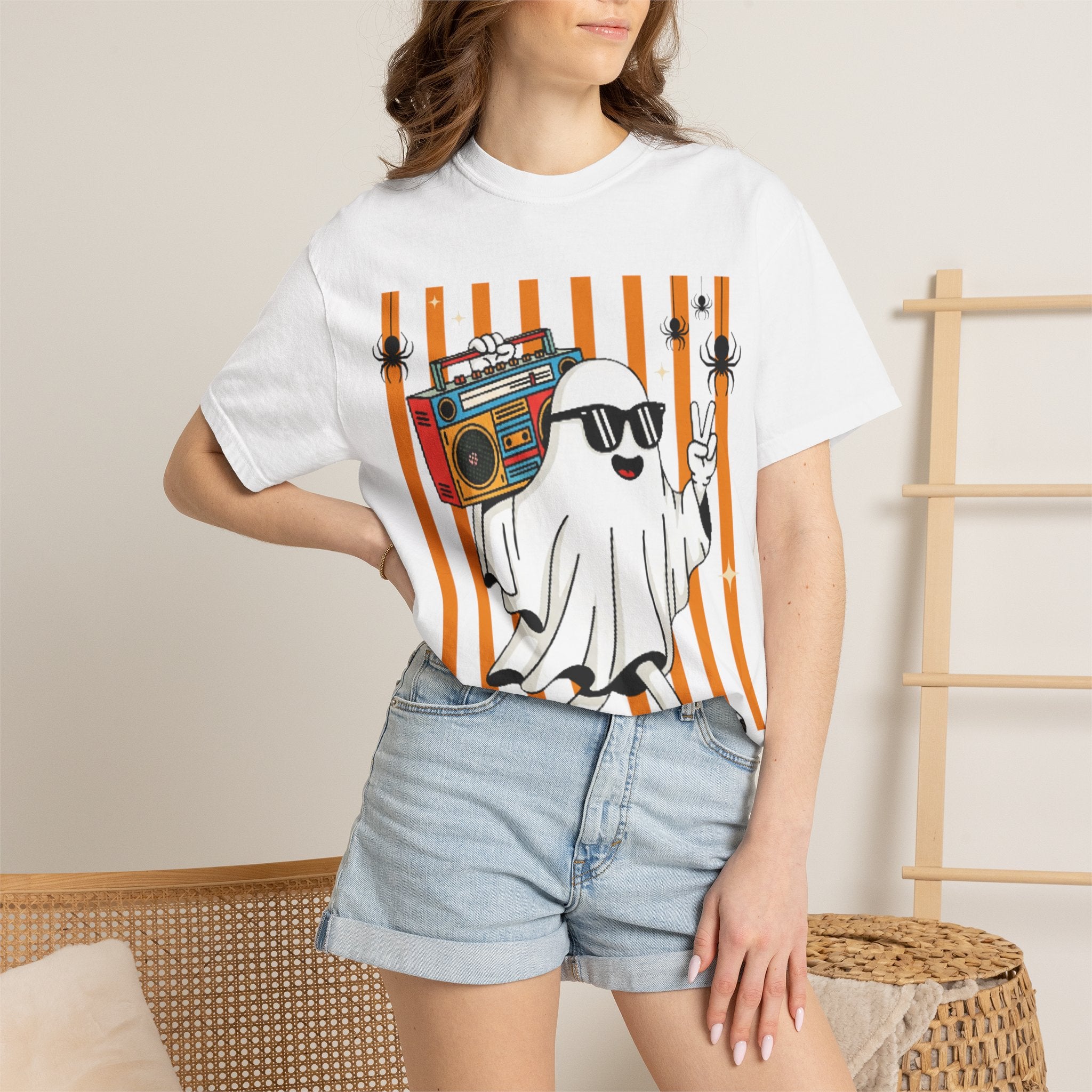 Ghost Boombox T-Shirt — Retro ghost