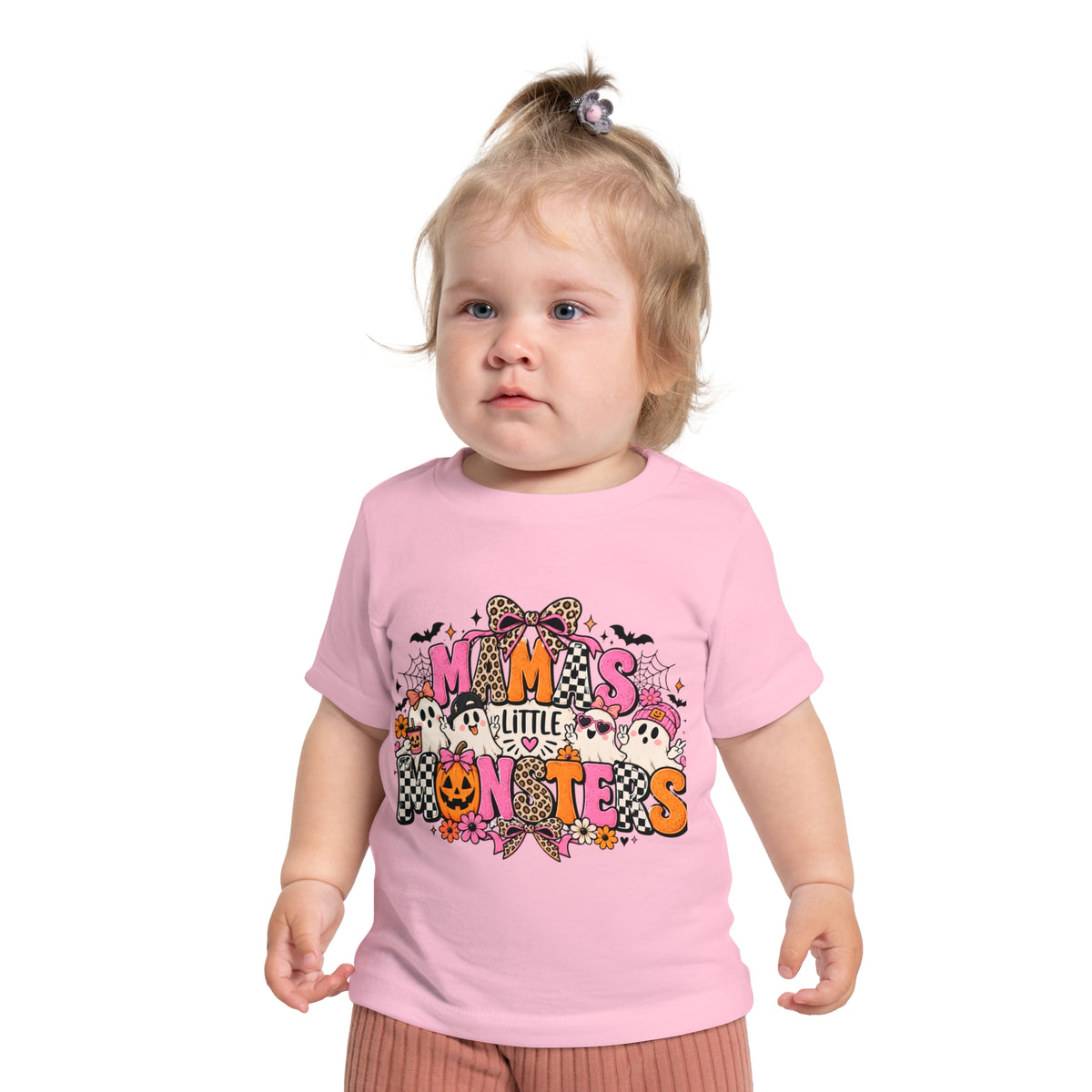 Baby Halloween T-Shirt — "Mama's Little Monsters" Cute Ghost & Pumpkin Design