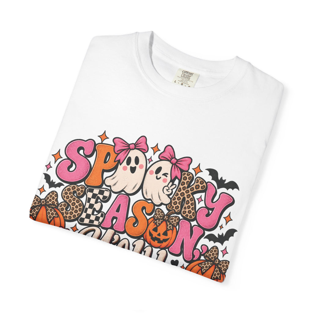 Spooky As Y’all Halloween T-Shirt — Cute Ghosts, Leopard Pumpkins & Bats