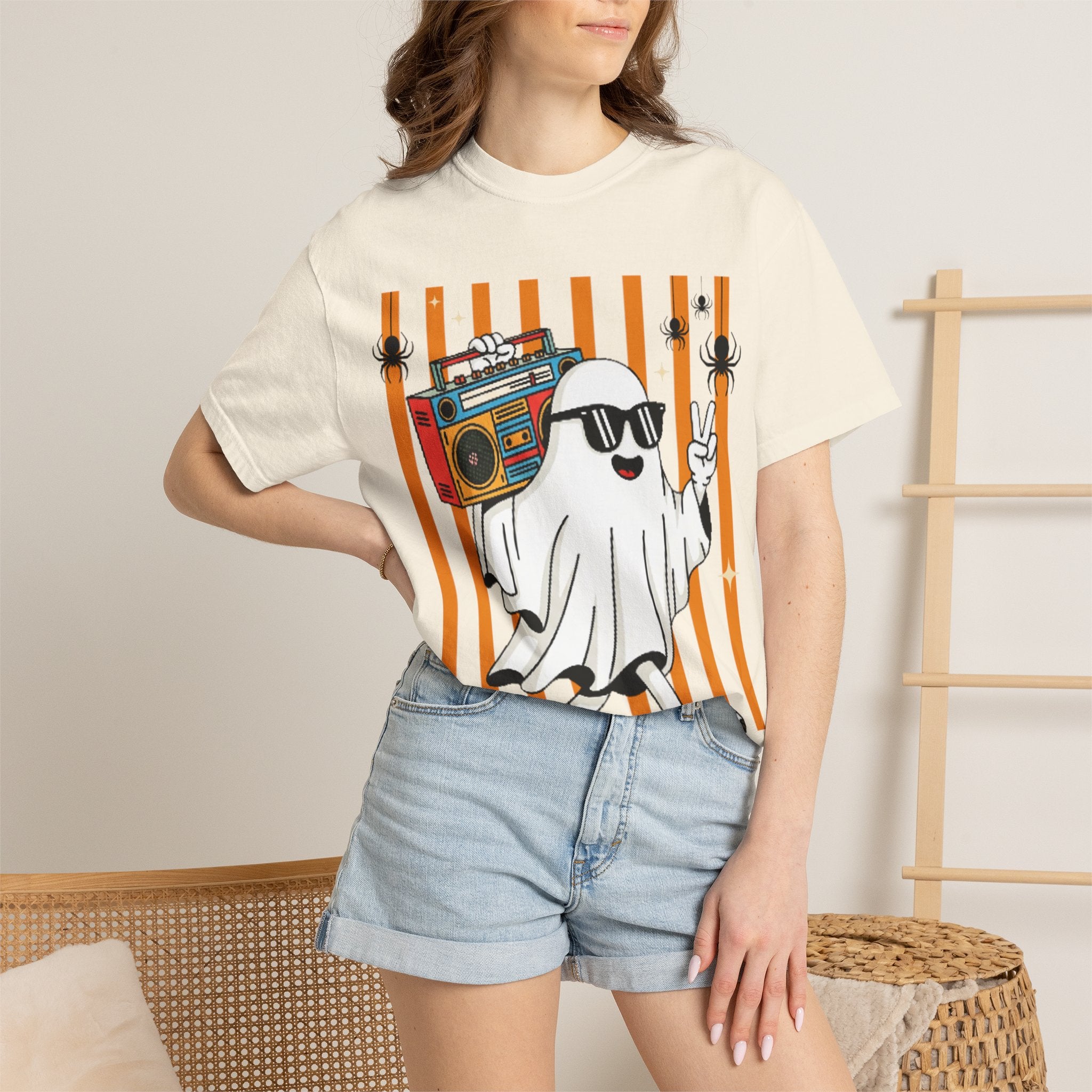 Ghost Boombox T-Shirt — Retro ghost