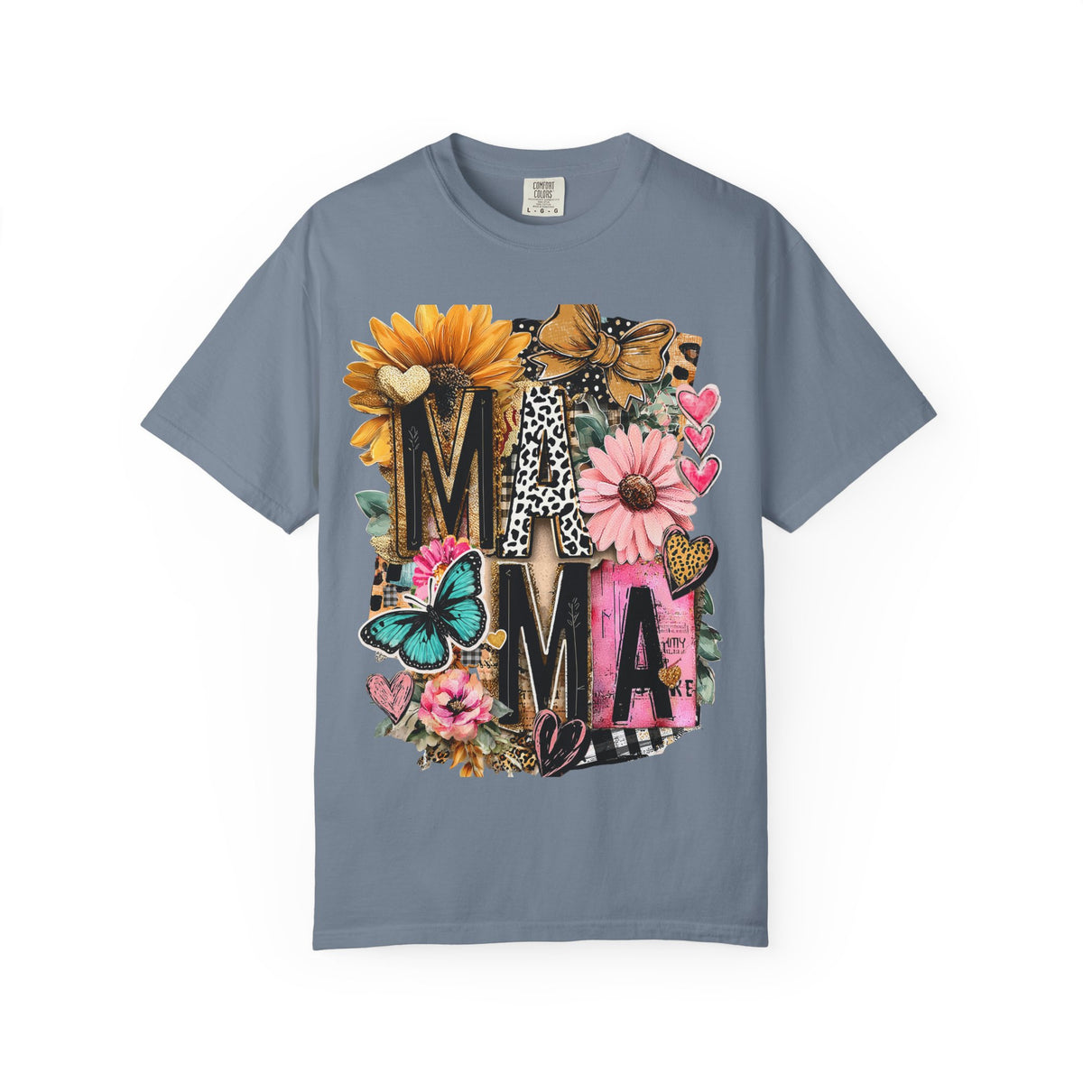 Mama Floral Tee — 'MAMA' Leopard, Sunflower & Butterfly Mom Shirt