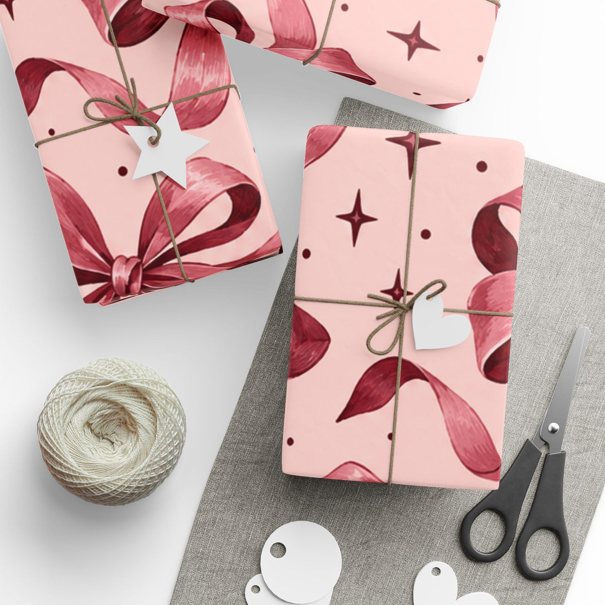 Pink Bow Wrapping Paper – Elegant Gift Wrap for Birthdays, Bridal Showers & Holidays