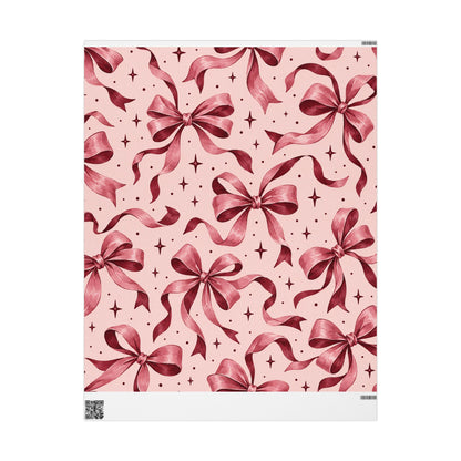 Pink Bow Wrapping Paper – Elegant Gift Wrap for Birthdays, Bridal Showers & Holidays