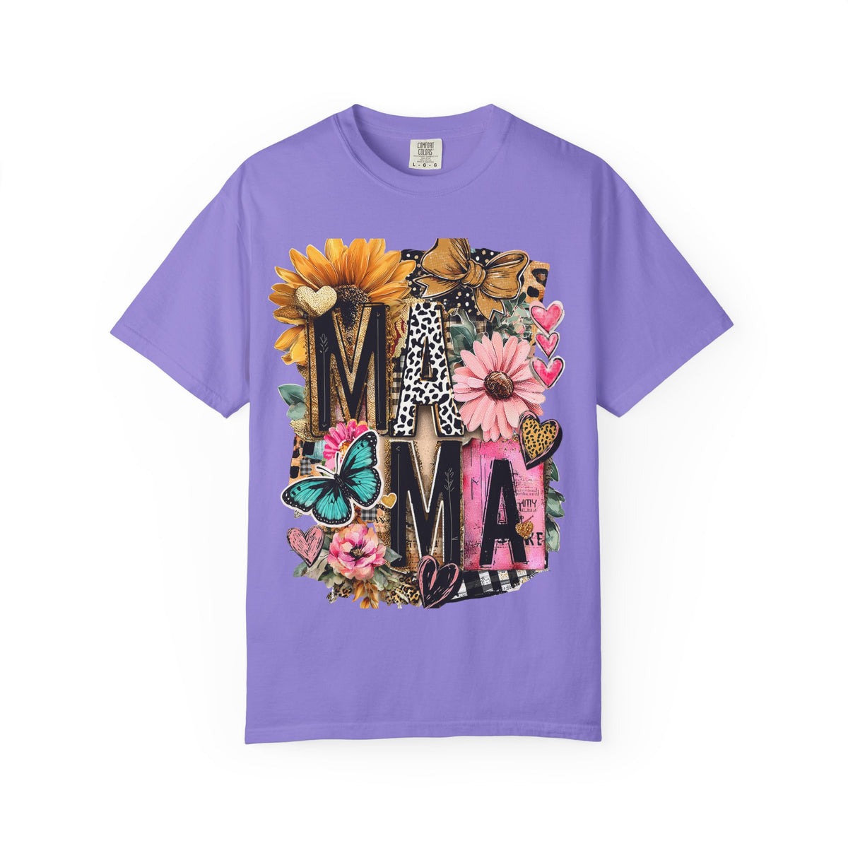 Mama Floral Tee — 'MAMA' Leopard, Sunflower & Butterfly Mom Shirt