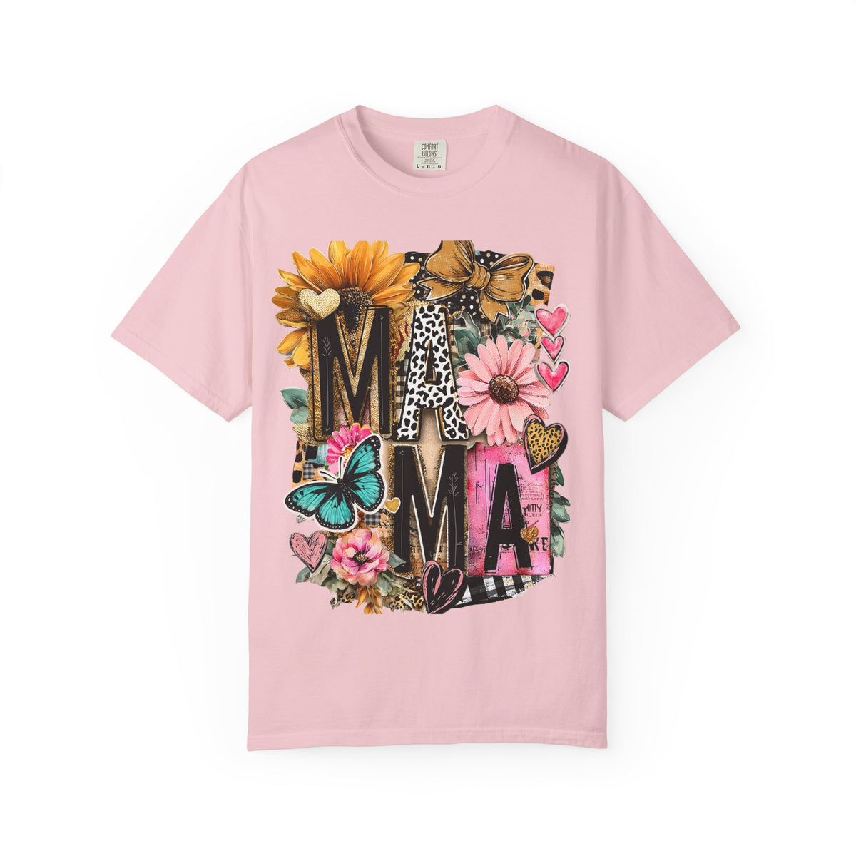 Mama Floral Tee — 'MAMA' Leopard, Sunflower & Butterfly Mom Shirt