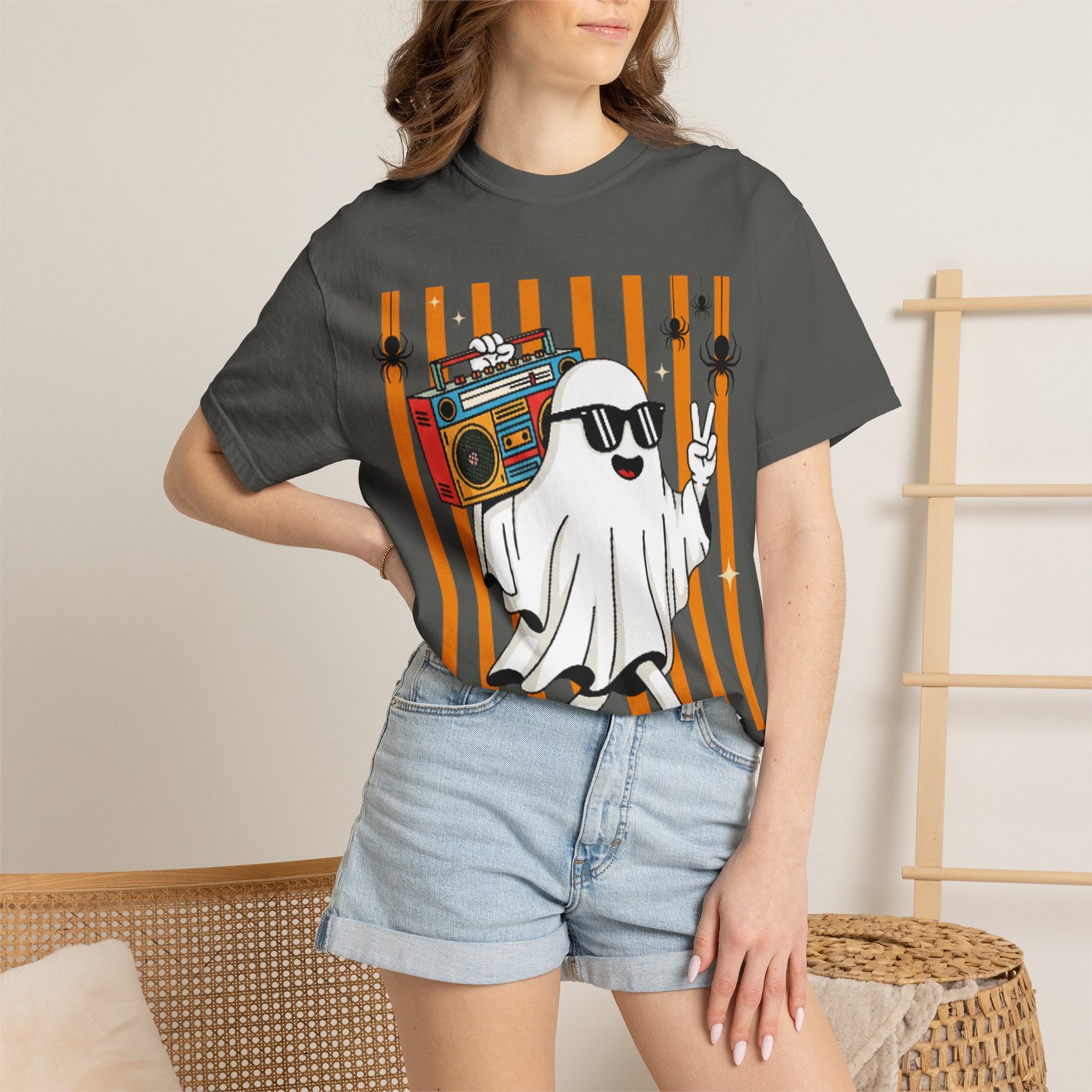 Ghost Boombox T-Shirt — Retro ghost