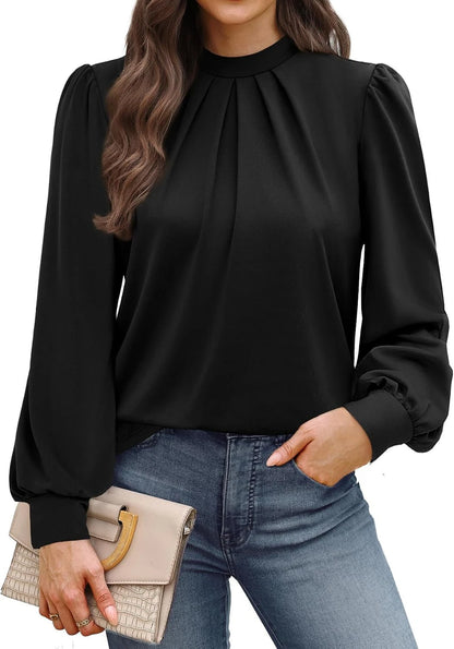 Mock Neck Long Sleeve Blouse