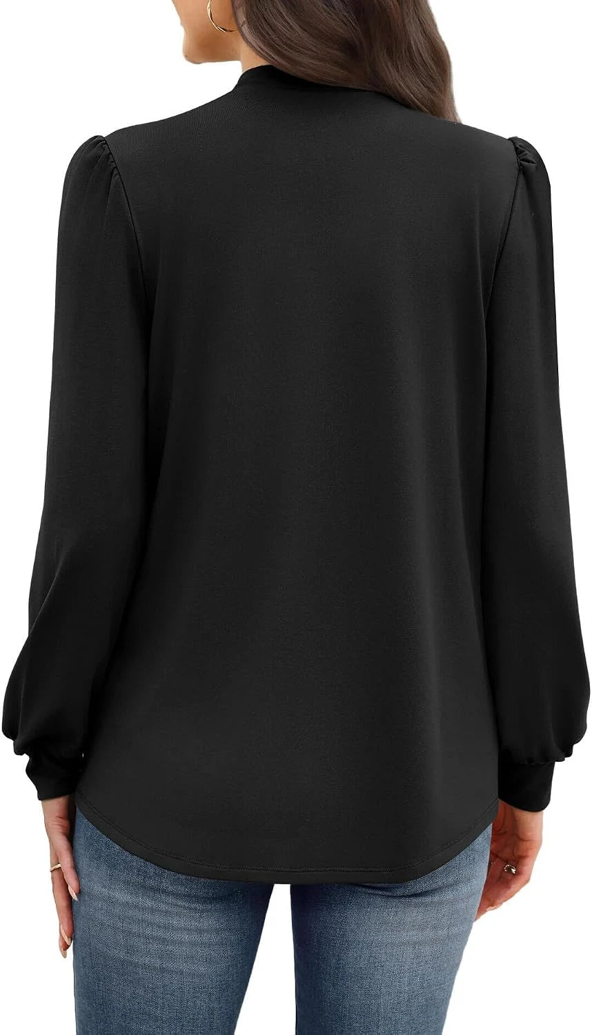 Mock Neck Long Sleeve Blouse