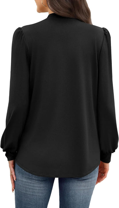 Mock Neck Long Sleeve Blouse