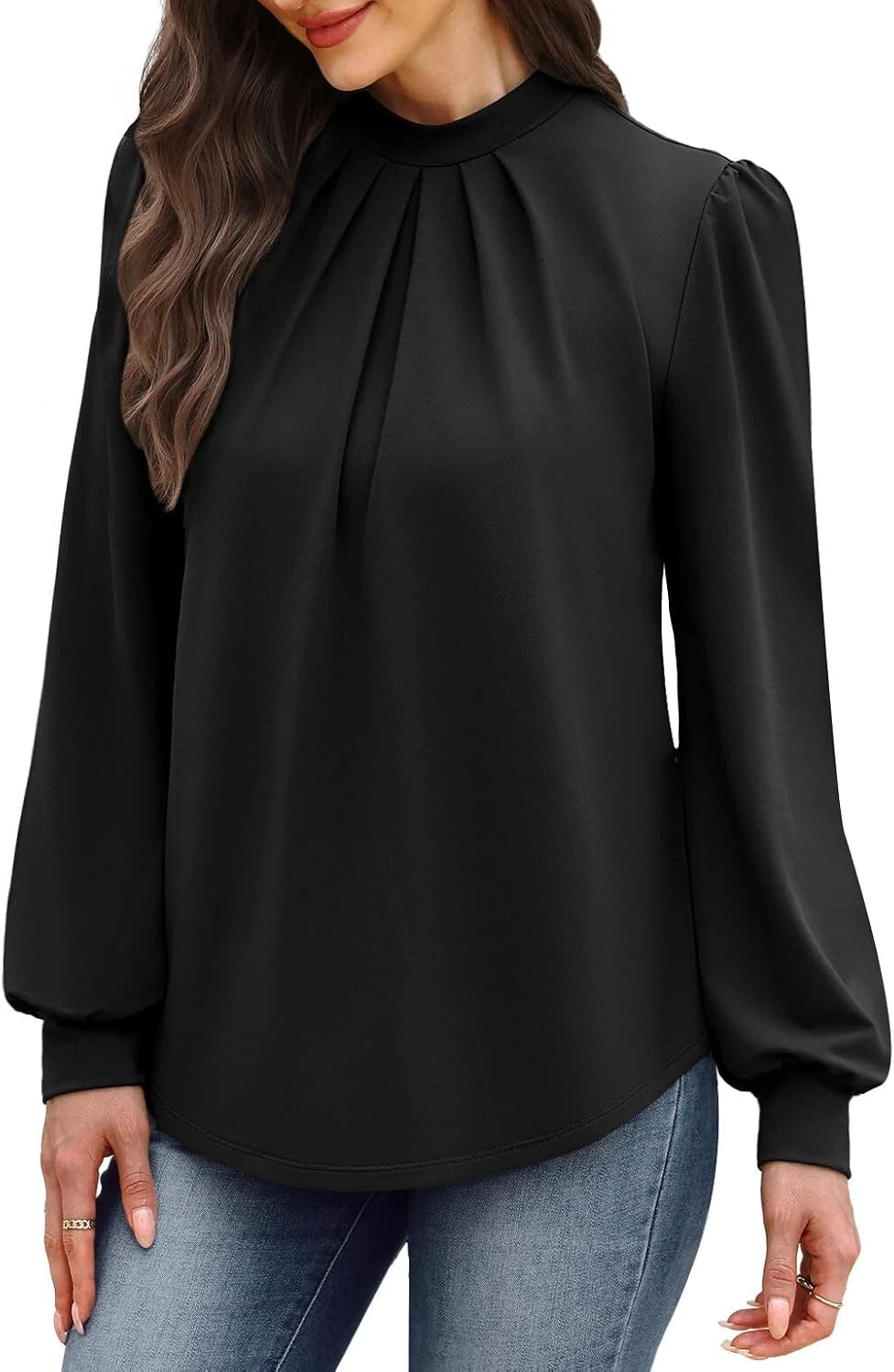 Mock Neck Long Sleeve Blouse