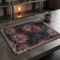 Floral Woven Throw Blanket — Vintage Dark Bloom Tapestry Throw