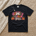 Spooky As Y’all Halloween T-Shirt — Cute Ghosts, Leopard Pumpkins & Bats