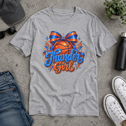 Thunder Girl Basketball Bow T-Shirt
