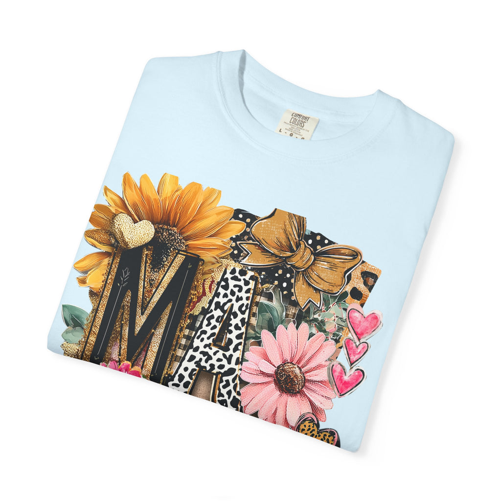 Mama Floral Tee — 'MAMA' Leopard, Sunflower & Butterfly Mom Shirt