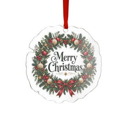 Merry Christmas Holiday Wreath Acrylic Ornament