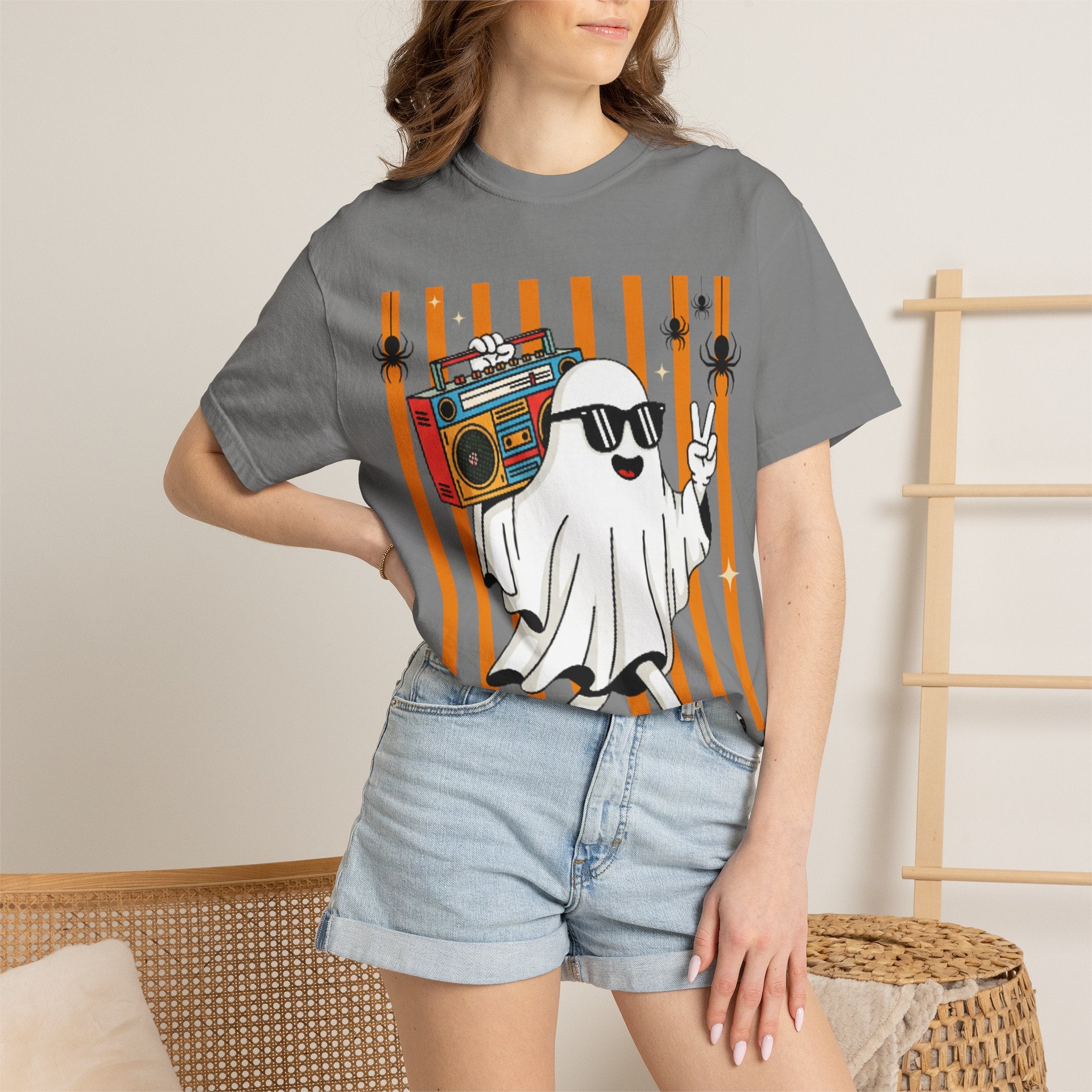 Ghost Boombox T-Shirt — Retro ghost