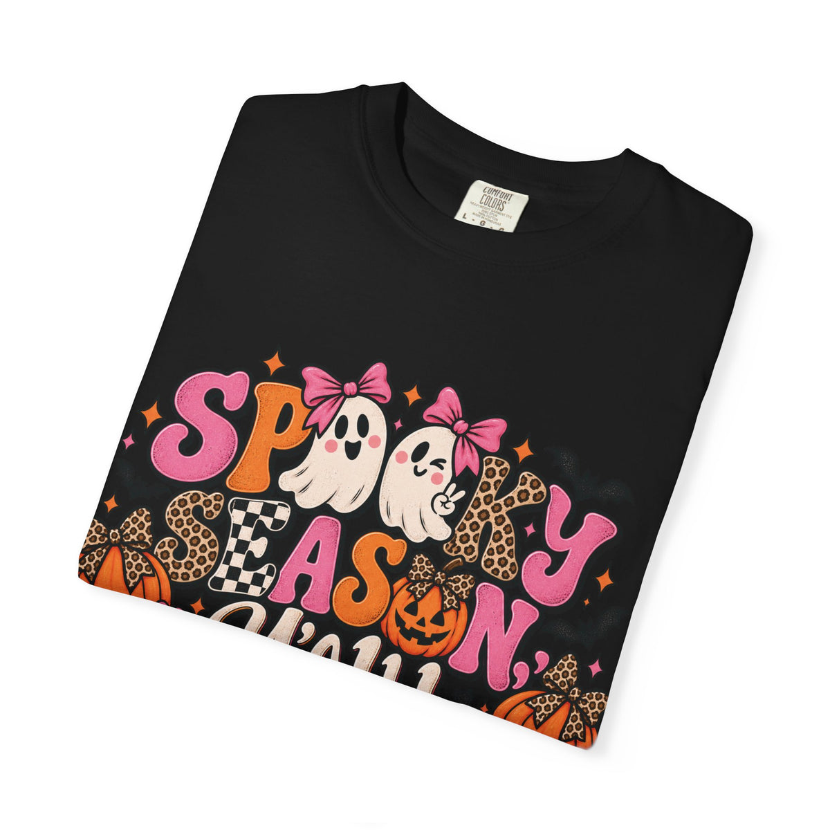 Spooky As Y’all Halloween T-Shirt — Cute Ghosts, Leopard Pumpkins & Bats