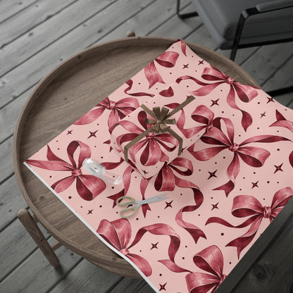 Pink Bow Wrapping Paper – Elegant Gift Wrap for Birthdays, Bridal Showers & Holidays