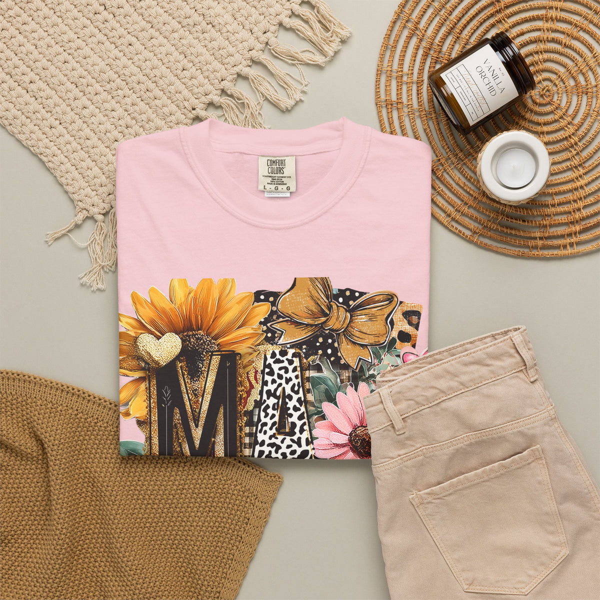 Mama Floral Tee — 'MAMA' Leopard, Sunflower & Butterfly Mom Shirt