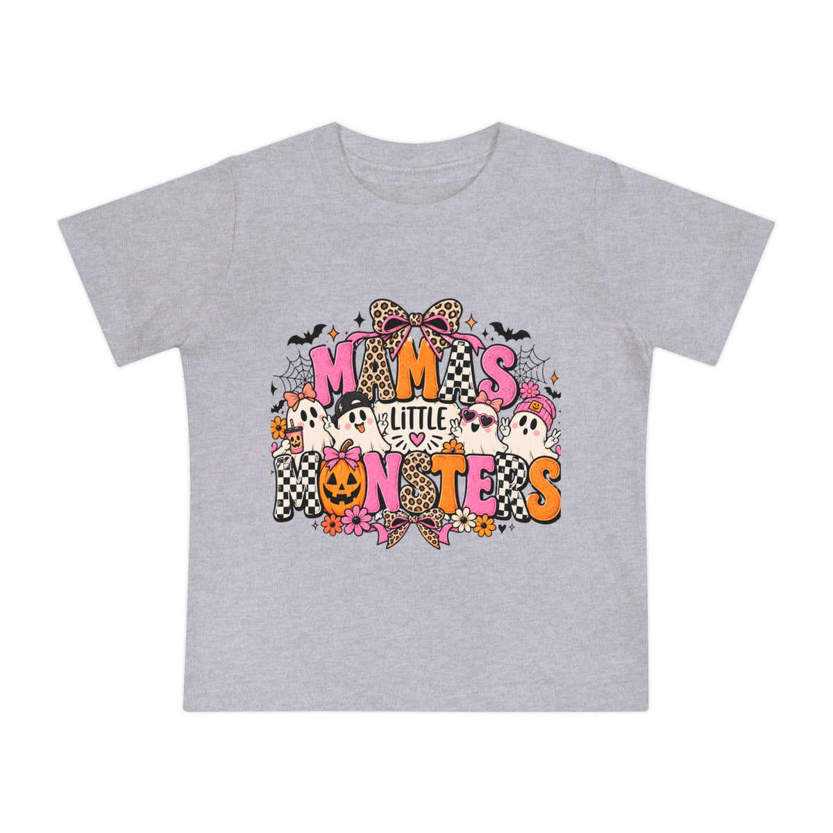 Baby Halloween T-Shirt — "Mama's Little Monsters" Cute Ghost & Pumpkin Design