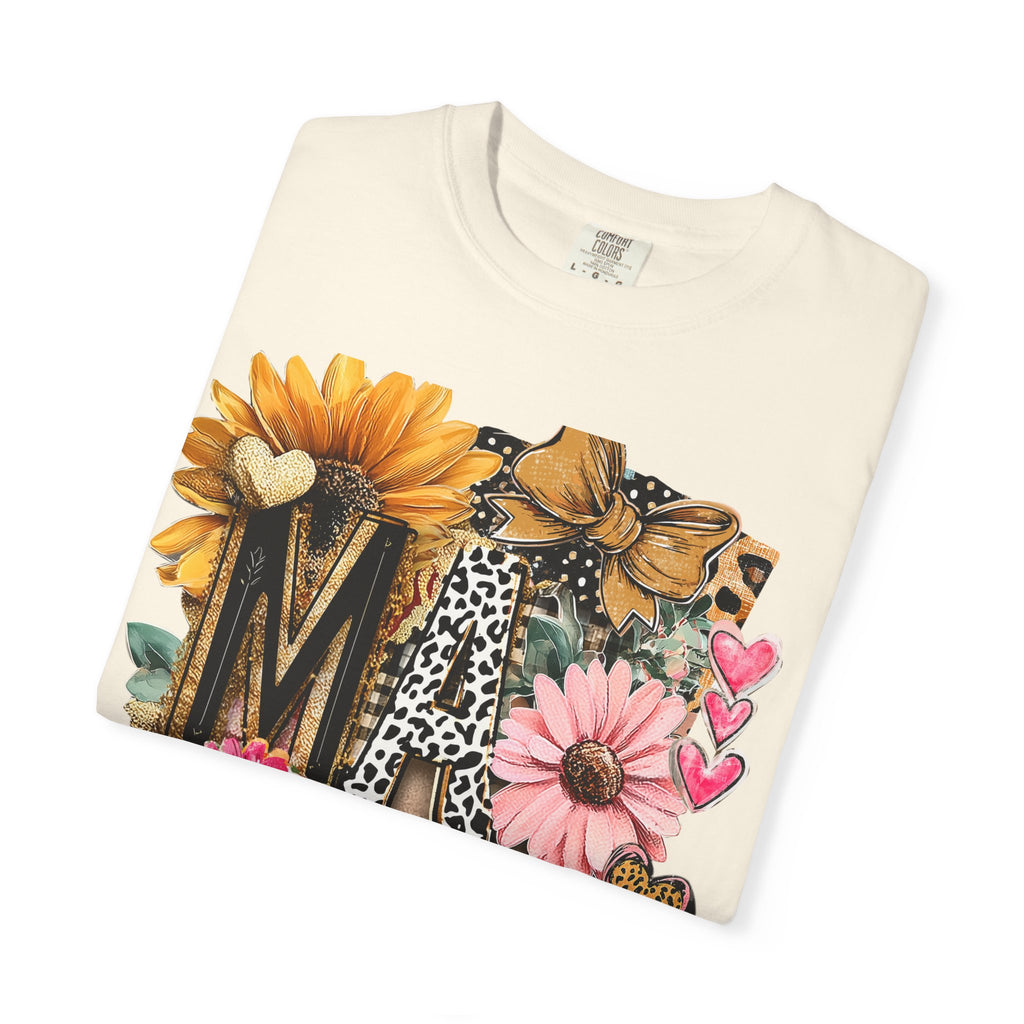 Mama Floral Tee — 'MAMA' Leopard, Sunflower & Butterfly Mom Shirt