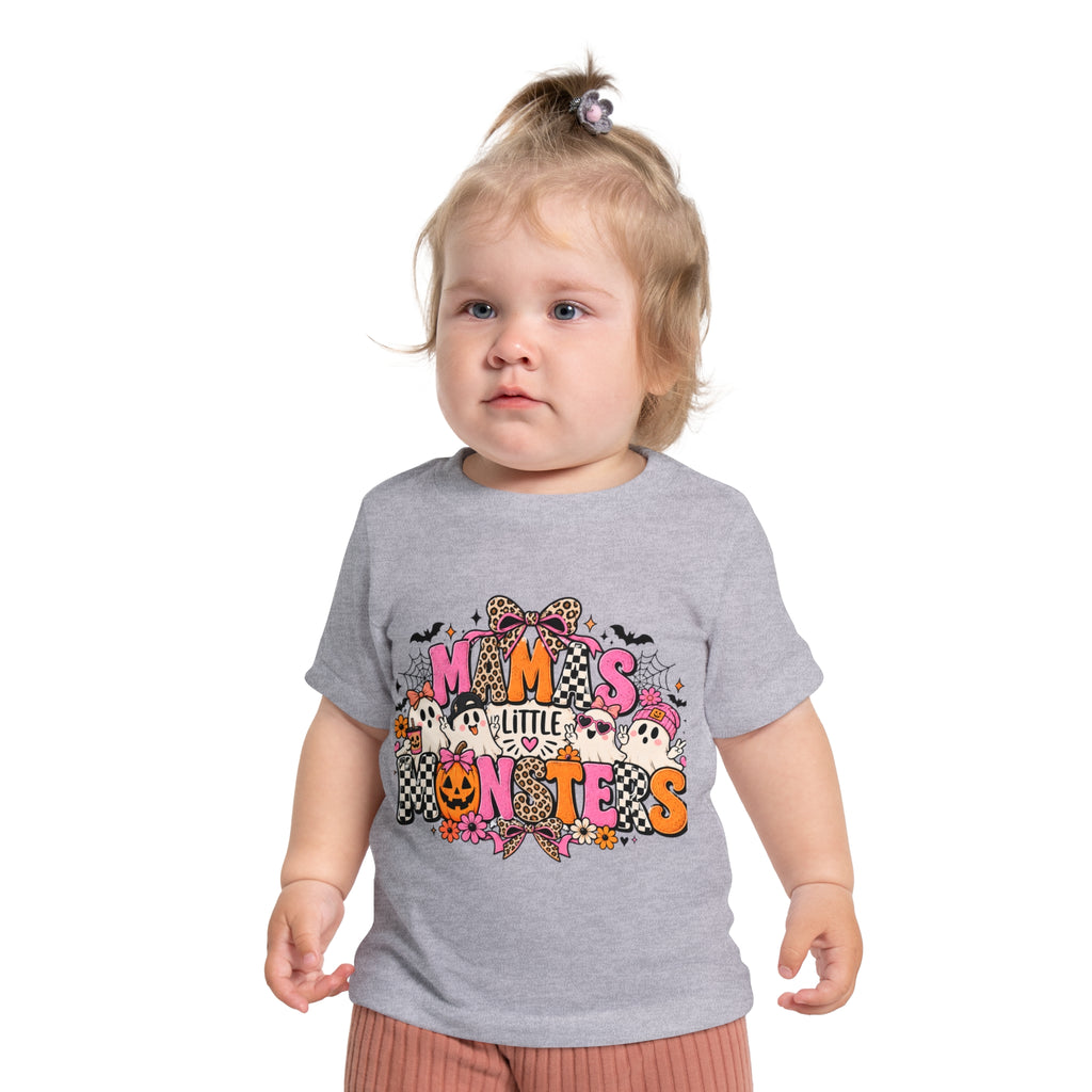 Baby Halloween T-Shirt — "Mama's Little Monsters" Cute Ghost & Pumpkin Design