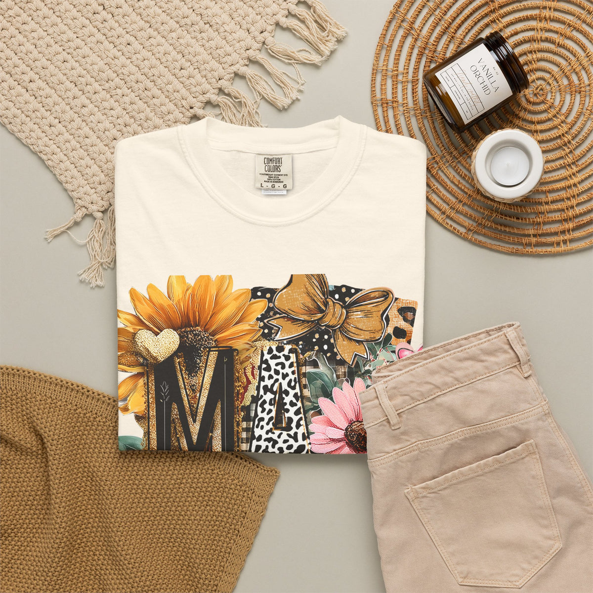 Mama Floral Tee — 'MAMA' Leopard, Sunflower & Butterfly Mom Shirt