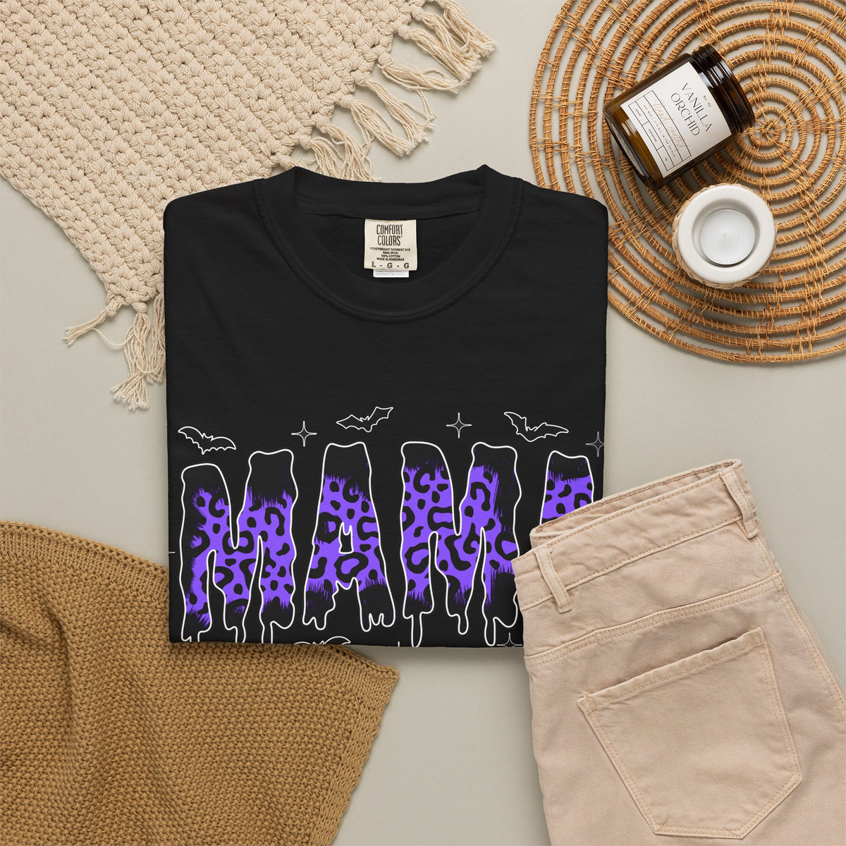 Halloween Bat Graphic T-Shirt – Purple Gothic Spooky Design