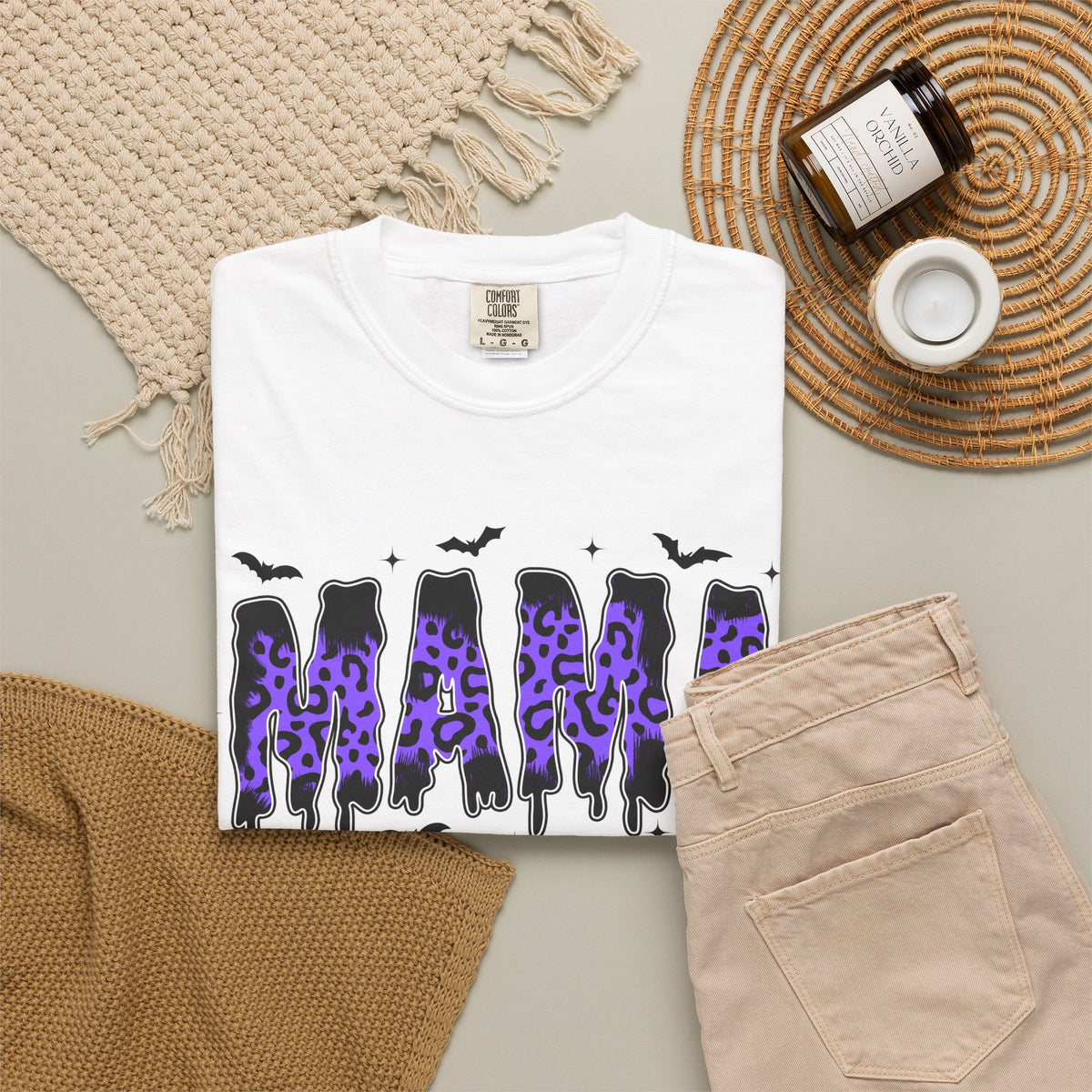 Halloween Bat Graphic T-Shirt – Purple Gothic Spooky Design