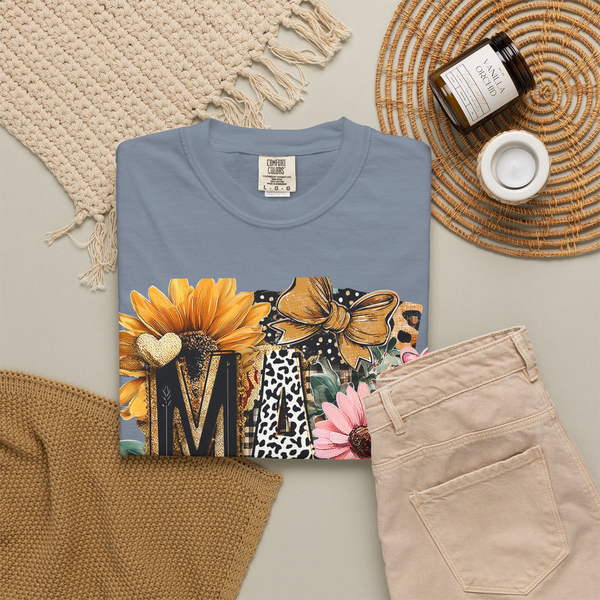 Mama Floral Tee — 'MAMA' Leopard, Sunflower & Butterfly Mom Shirt
