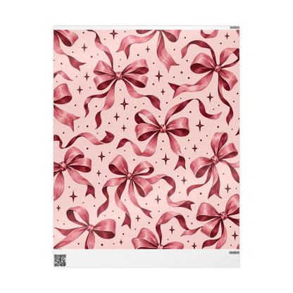 Pink Bow Wrapping Paper – Elegant Gift Wrap for Birthdays, Bridal Showers & Holidays