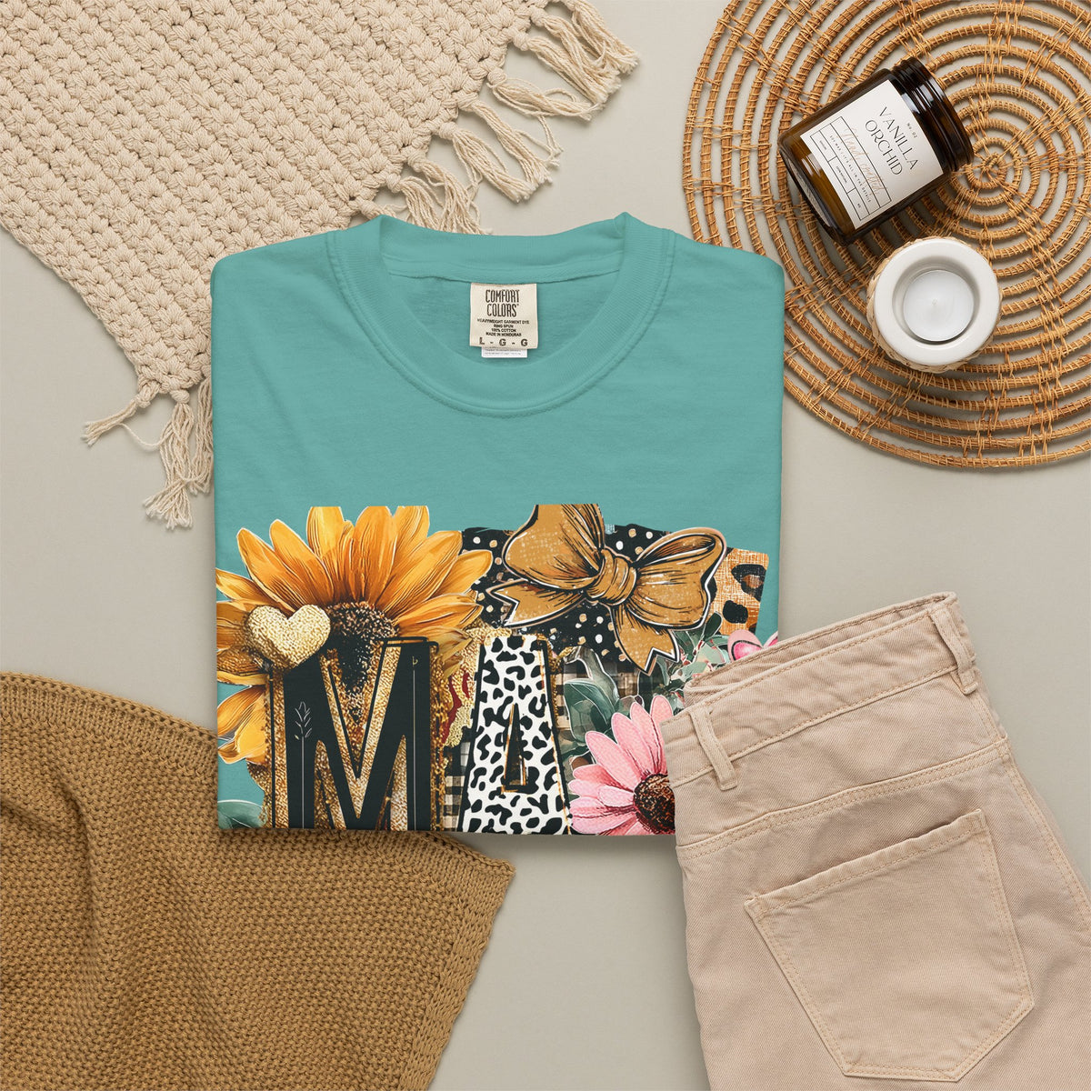 Mama Floral Tee — 'MAMA' Leopard, Sunflower & Butterfly Mom Shirt