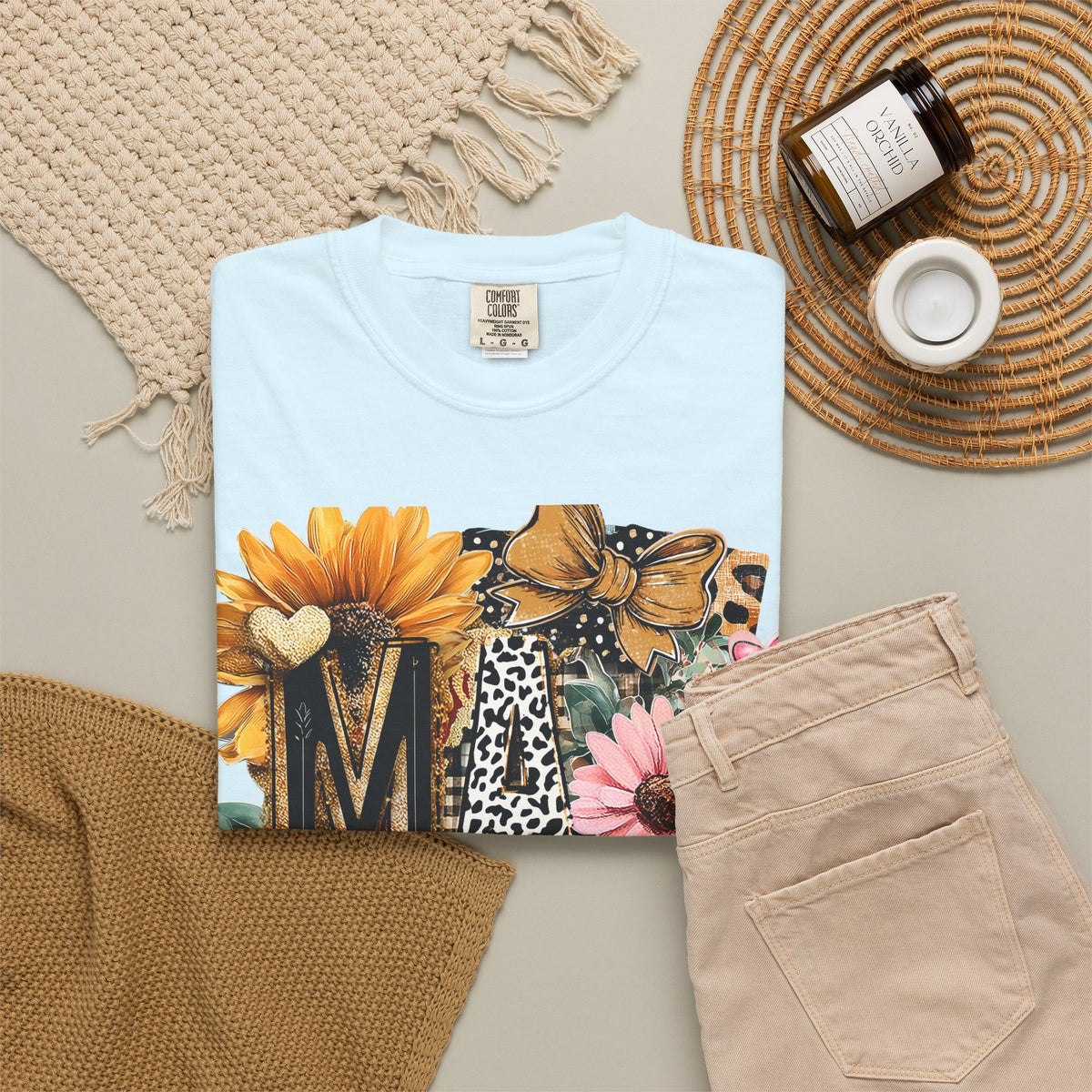 Mama Floral Tee — 'MAMA' Leopard, Sunflower & Butterfly Mom Shirt
