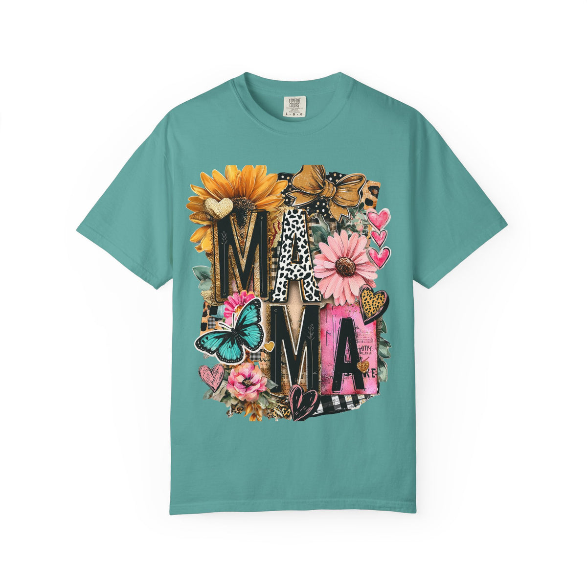 Mama Floral Tee — 'MAMA' Leopard, Sunflower & Butterfly Mom Shirt