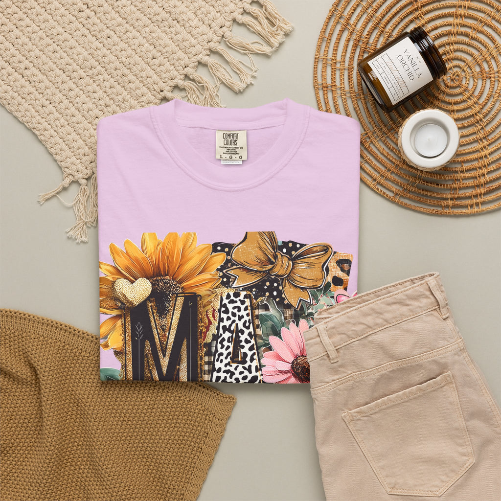 Mama Floral Tee — 'MAMA' Leopard, Sunflower & Butterfly Mom Shirt
