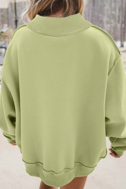Orchid Bouquet JESUS Letter Patch Graphic Exposed Seam Mock Neck Baggy Sweatshirt
